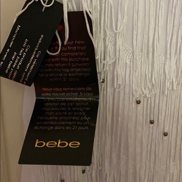 NWT Bebe white dress with fringes size: M - Picture 4 of 9